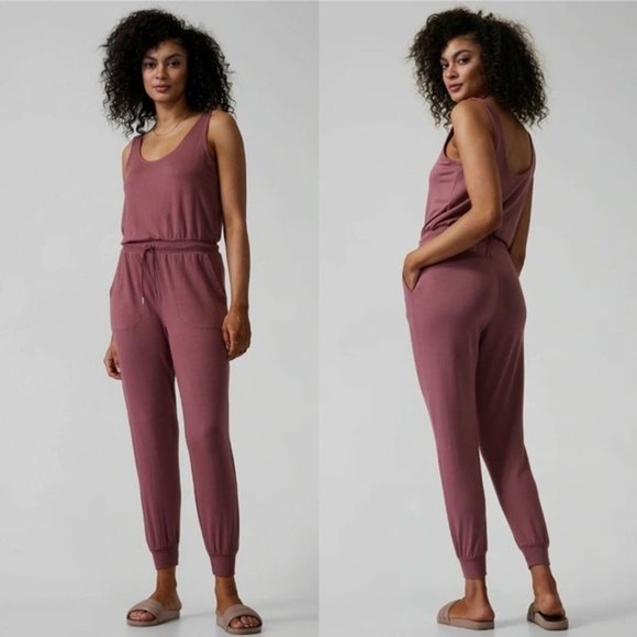 Athleta Pants - ATHLETA French Terry Balance Jumpsuit Tawny Rose Color Size M
